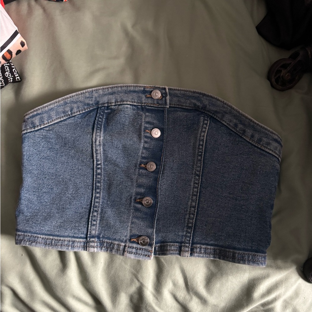 H&M Blue Denim Crop Top